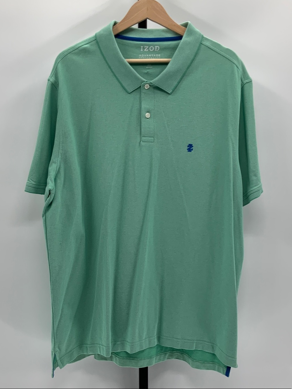 Izod Men’s Mint Green Short Sleeve Polo with Blue Logo